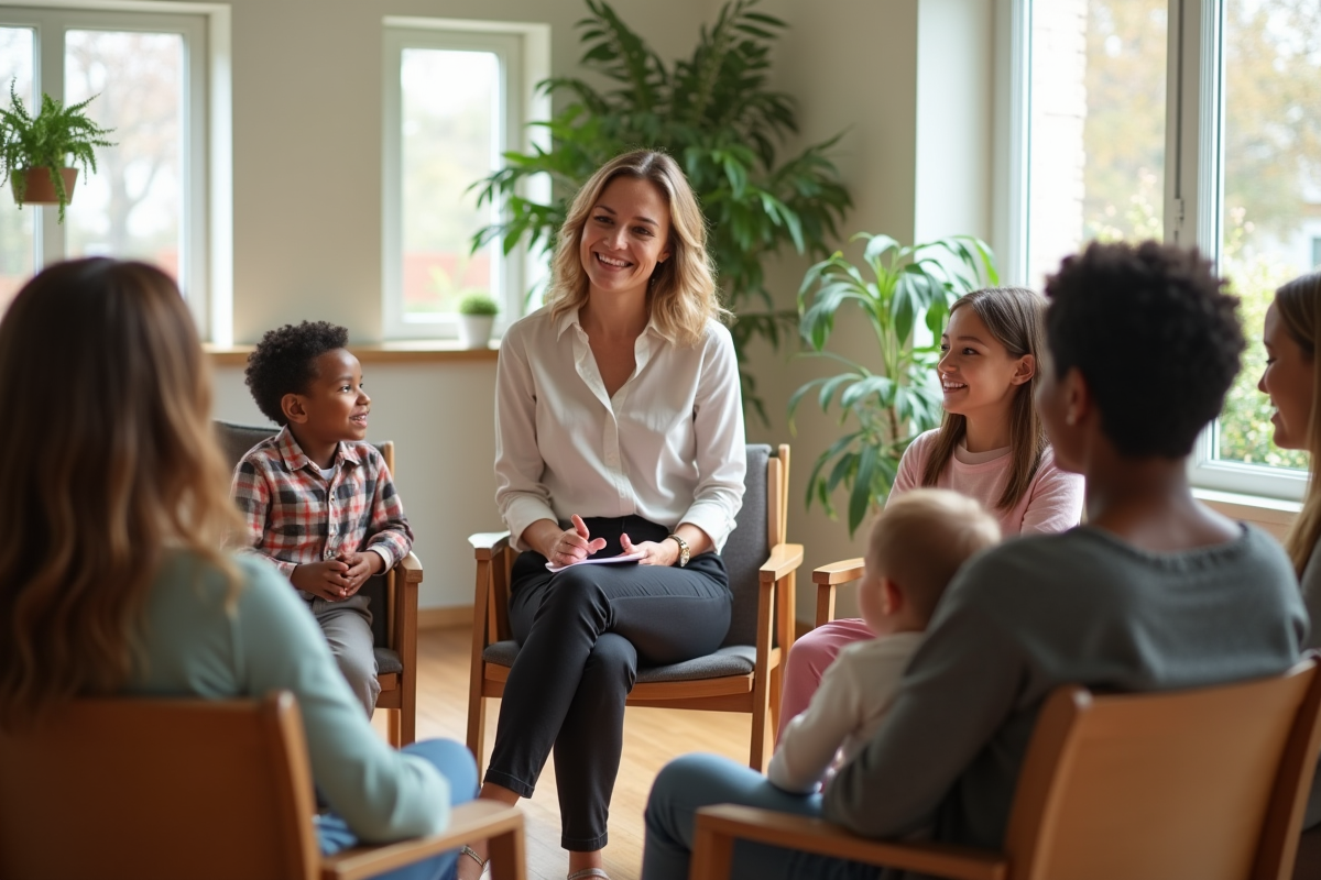 Groupe de parents discutant lors d