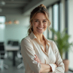 Femme confiante dans un bureau lumineux et moderne