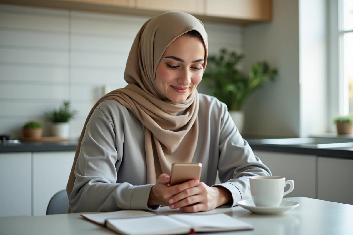 Femme musulmane vérifiant l