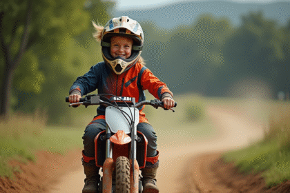 Jeune garçon de 12 ans en tenue motocross souriant