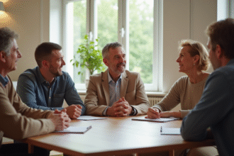Groupe divers de personnes à Amiens lors d'une discussion conviviale