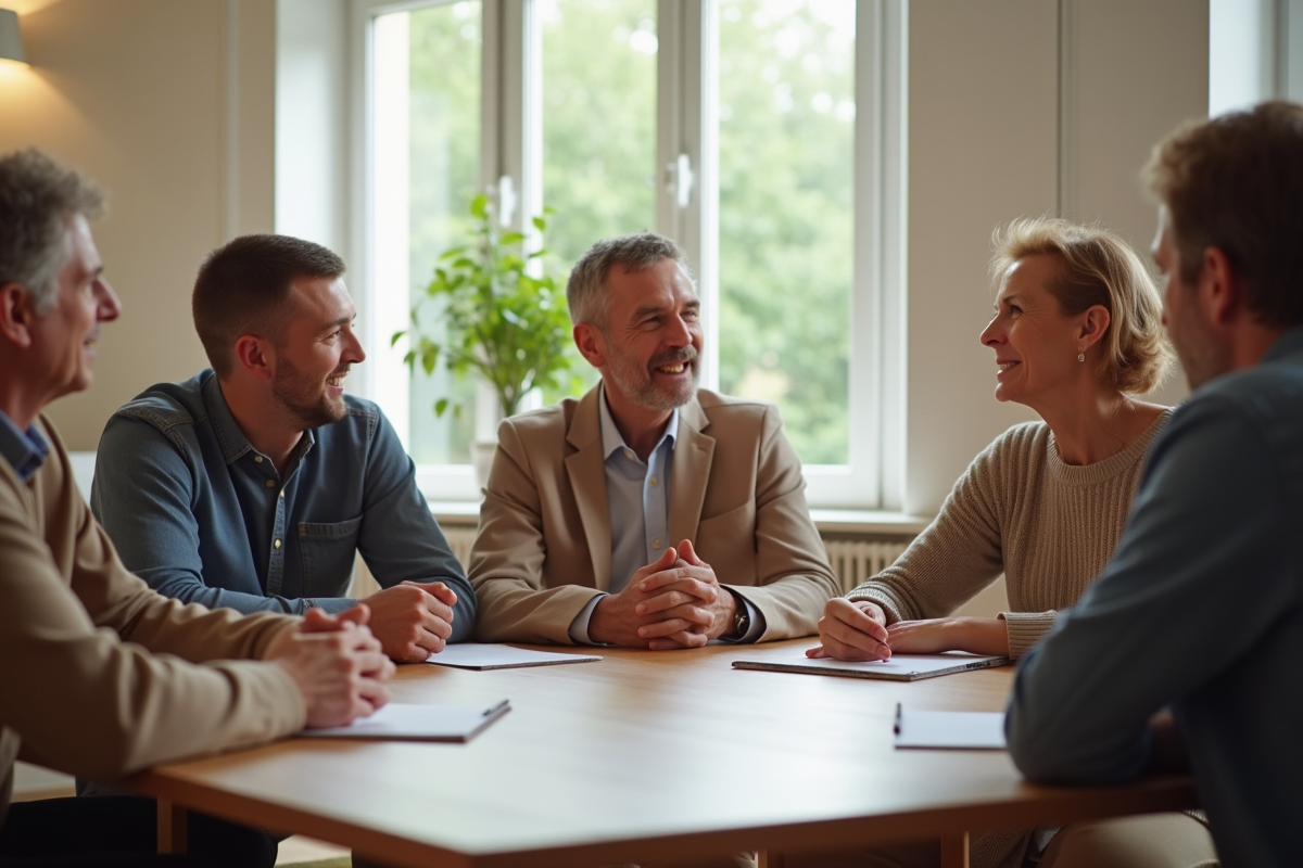 Groupe divers de personnes à Amiens lors d'une discussion conviviale