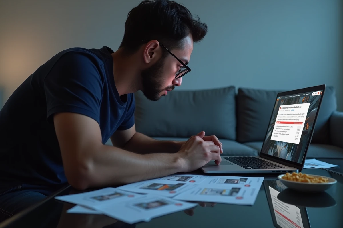 Homme gamer confronté à une erreur de mod WickedWhims provoquant un crash dans Les Sims 4 sur laptop
