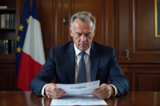 Ministre en costume consulte des billets de train et avion